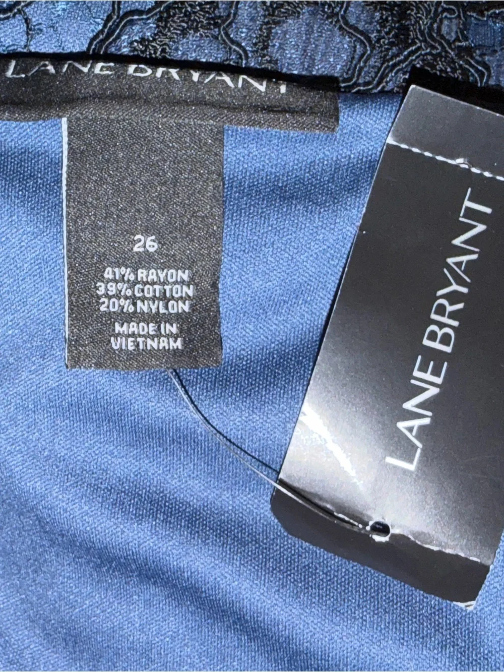 Lane Bryant NWT Blue Black Lace Ruffle Hem Skirt Size 26